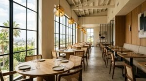 Contemporary restaurant interior in Los Angeles, representing the local hospitality scene