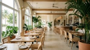 Contemporary restaurant interior in Miami, representing the local hospitality scene